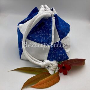 Sac Komebukuro Réversible "Carrés Bleus"