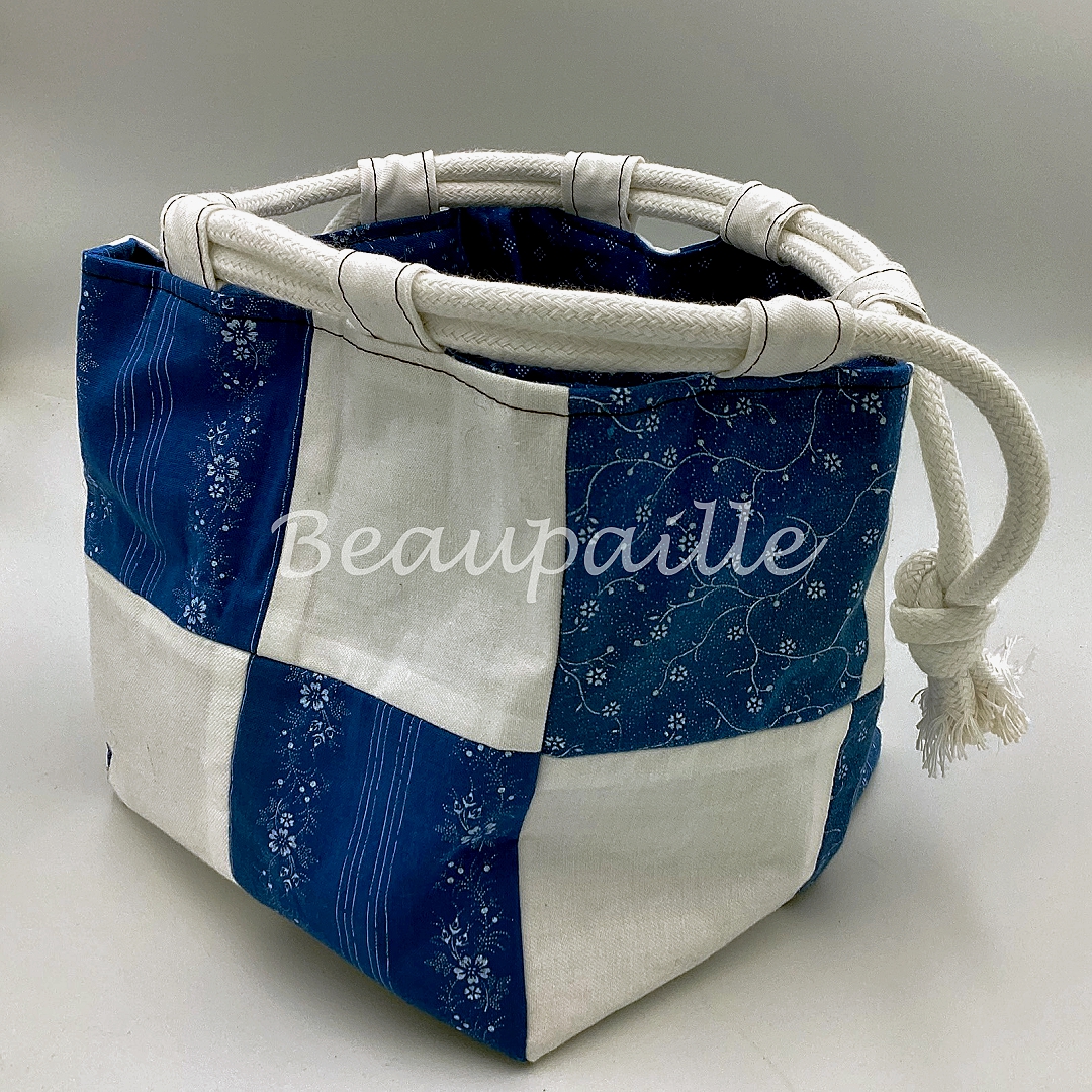 Sac Komebukuro Réversible "Carrés Bleus" – Image 2